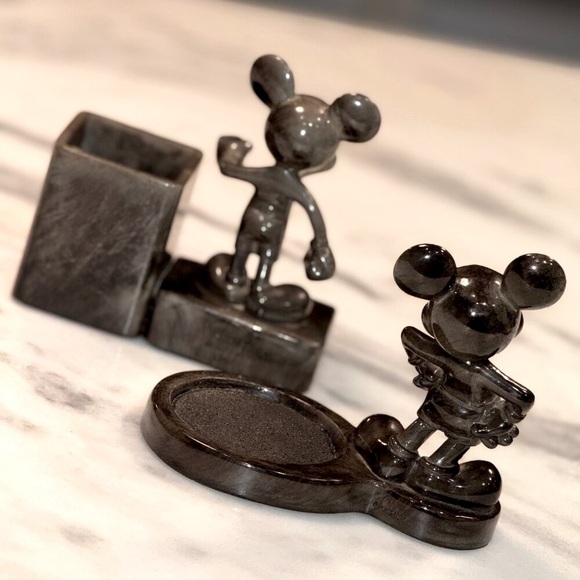 Vintage Disney Mickey Mouse Faux Marble Plastic Desk Set - Picture 9 of 9